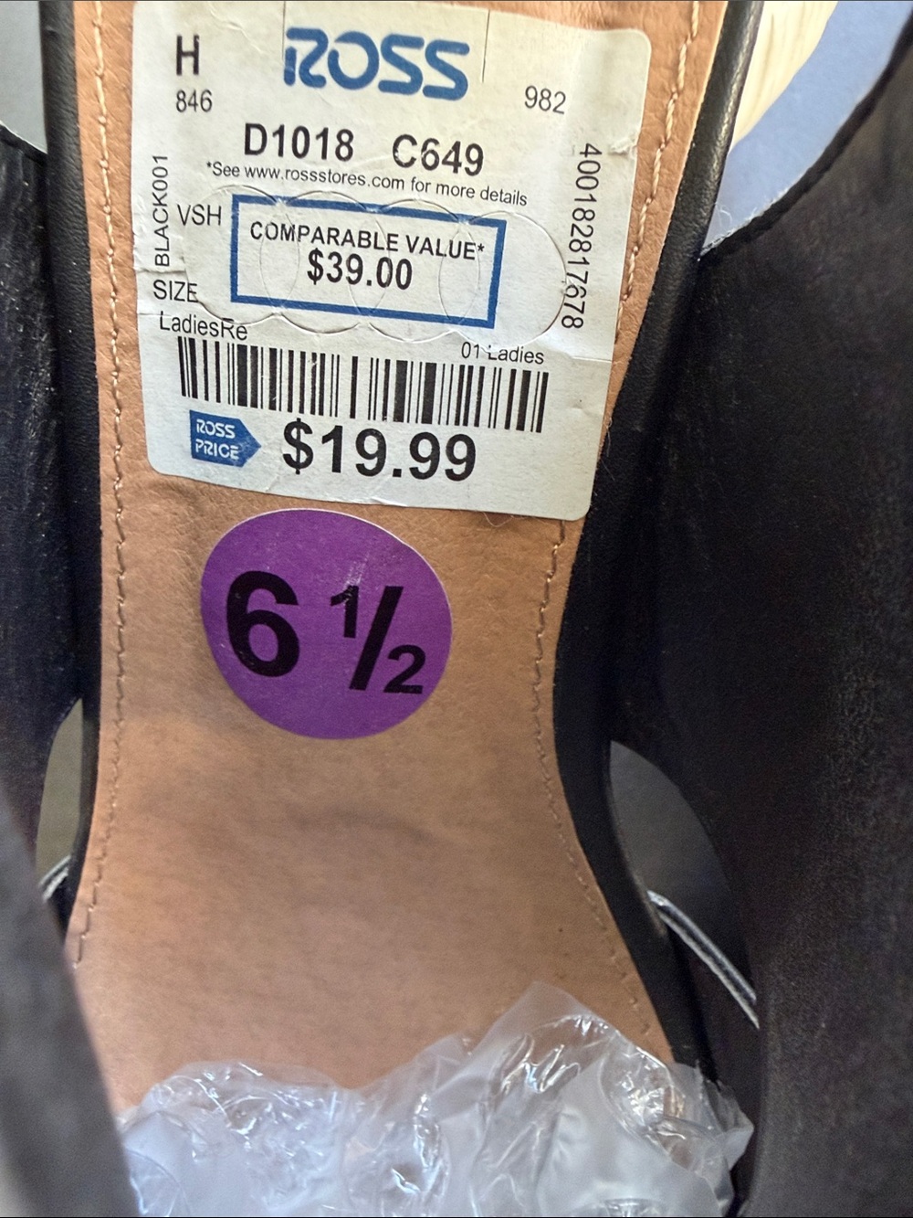 Report Black Peep-Toe Platform Slingback Heels with Brown Wood-Look Sole - Picture 2 of 8